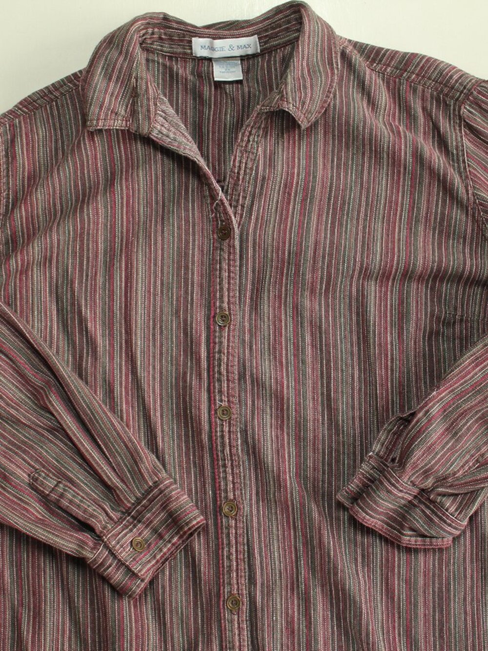 Maggie & Max Striped Long Sleeve Button Up Shirt